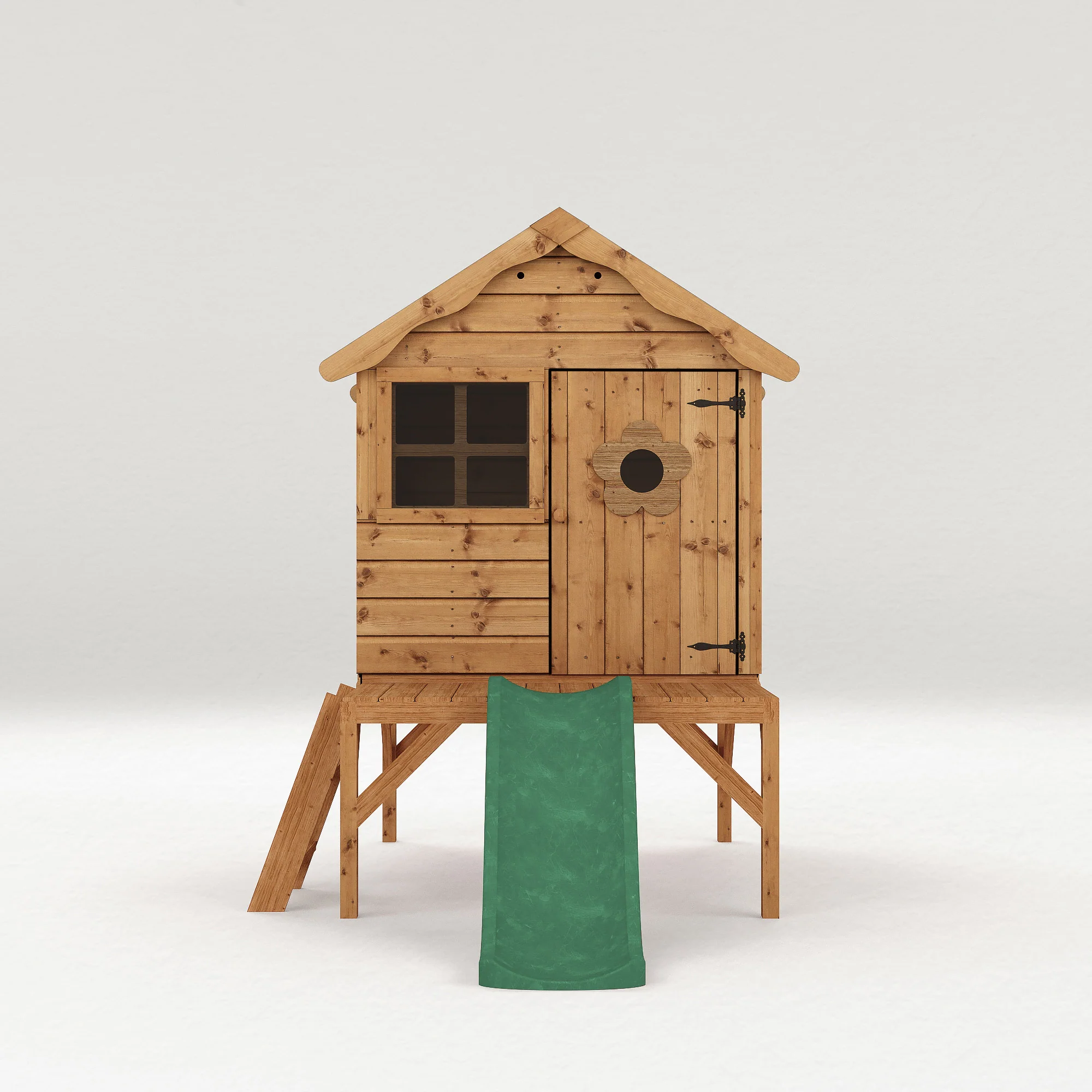 Snug Tower Wooden Playhouse with Slide - Image 3