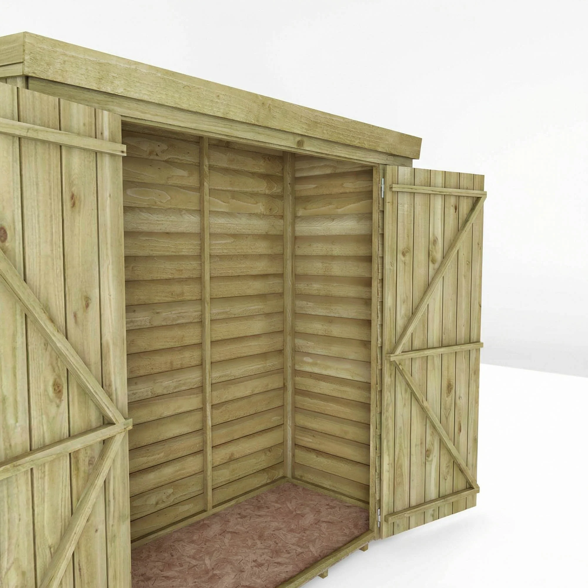 6 x 2'6 Value Overlap Double Door Pent Storage Shed - Image 5