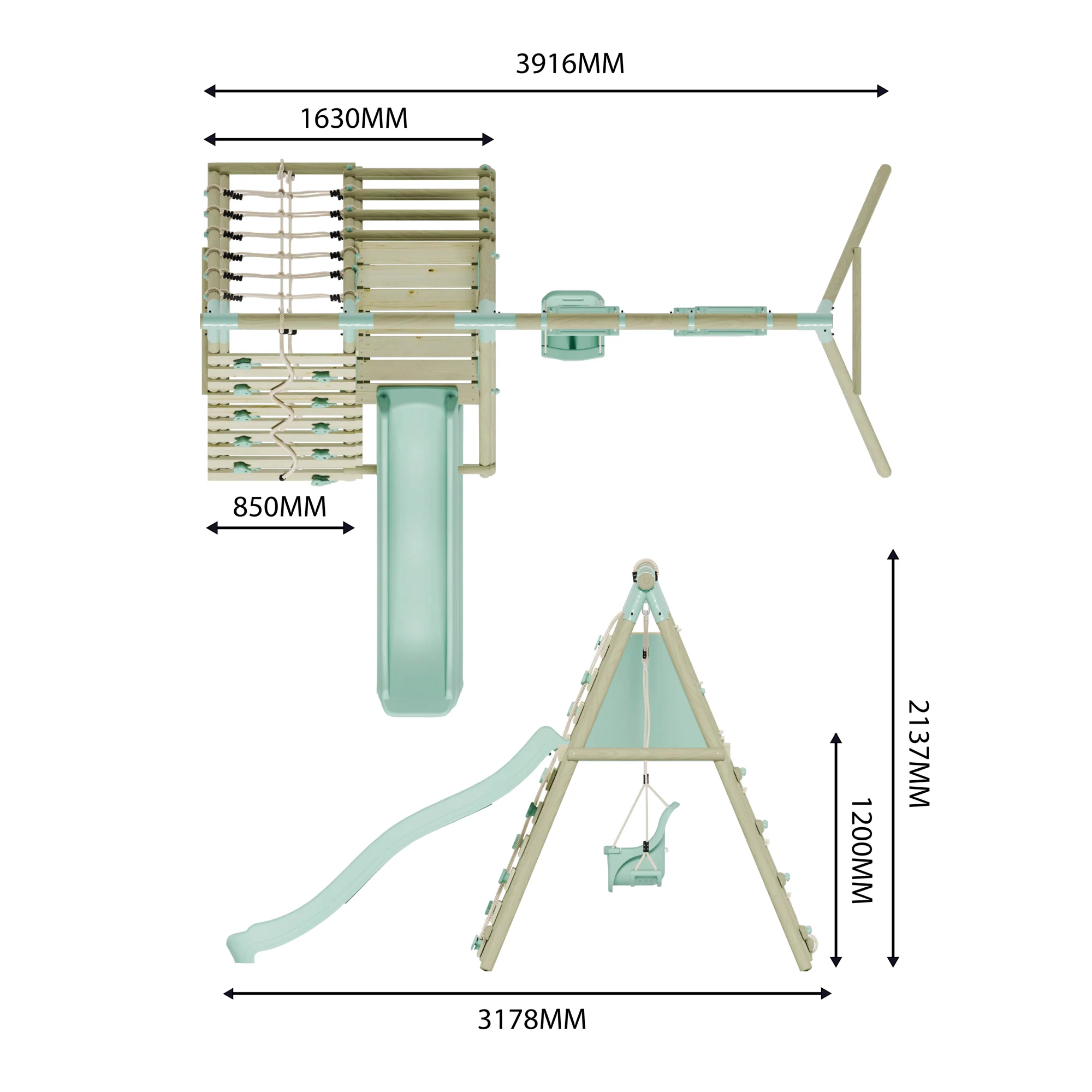 Double Swing with Baby Seat, Slide & Climbing Wall - Image 11