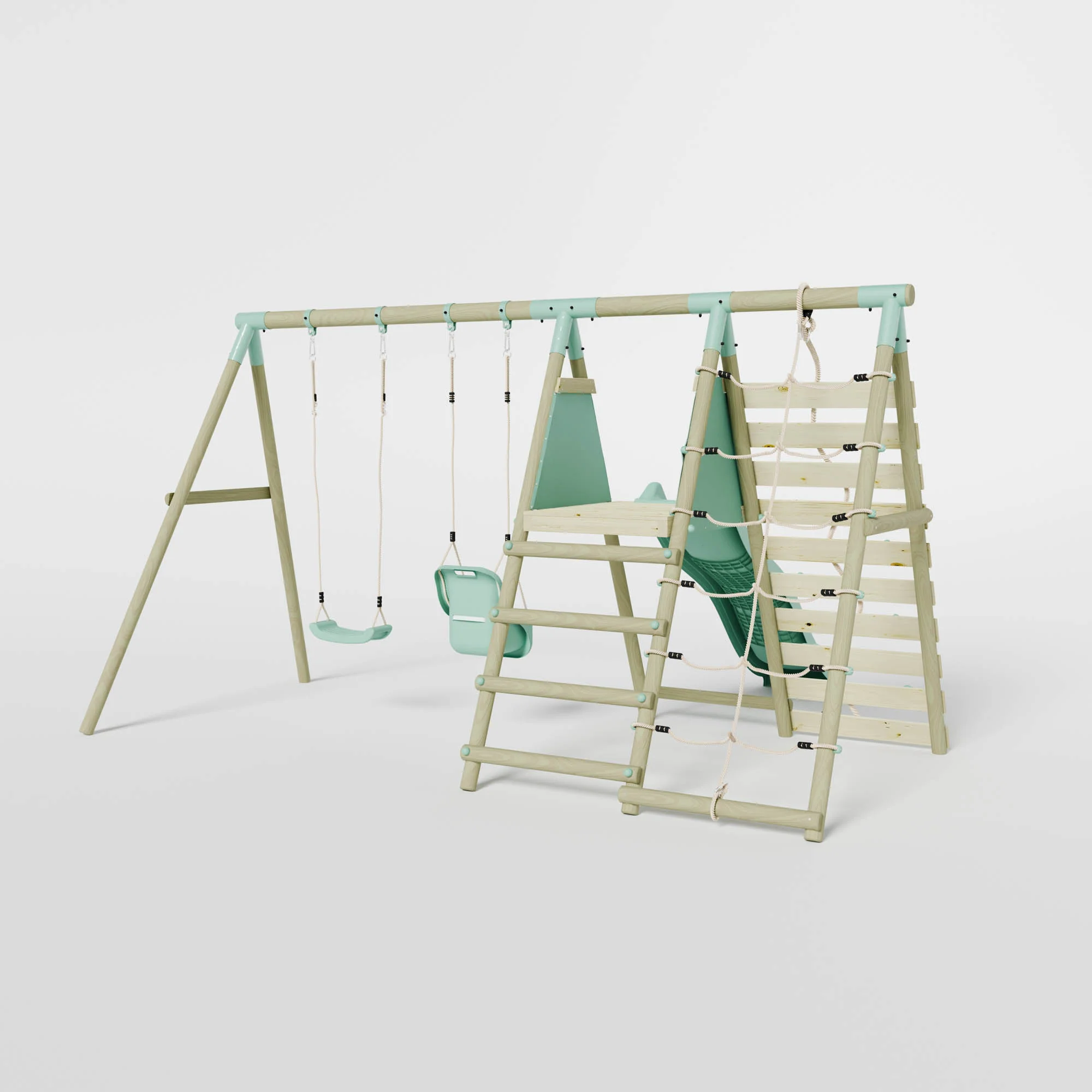 Double Swing with Baby Seat, Slide & Climbing Wall - Image 4