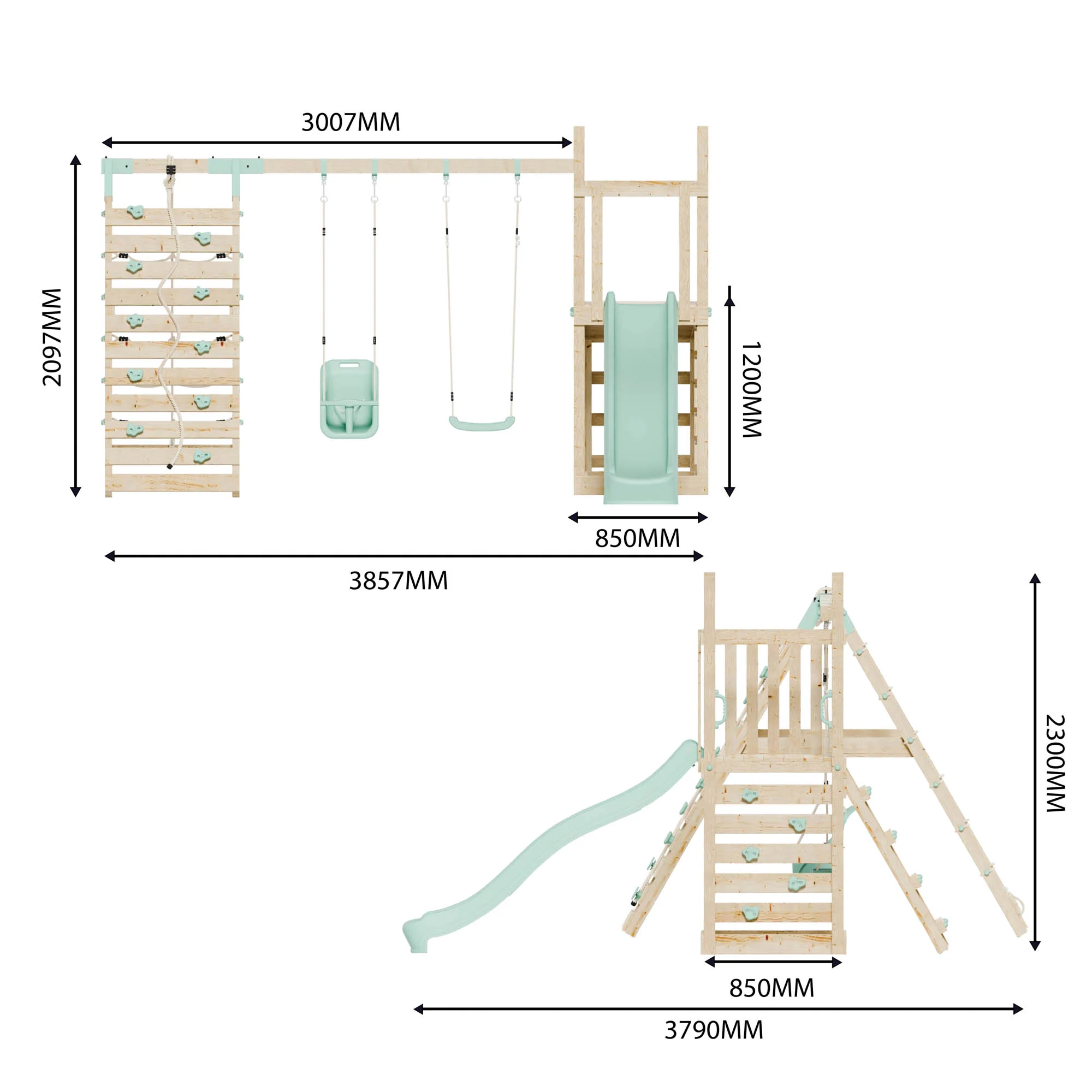 Climbing Frame with Slide, Swing, Baby Swing & Climbing Wall - Image 11
