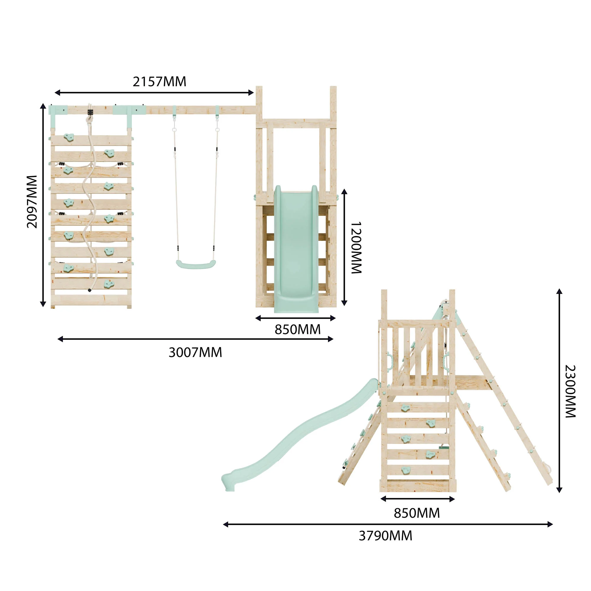 Climbing Frame with Slide, Swing & Climbing Wall - Image 10