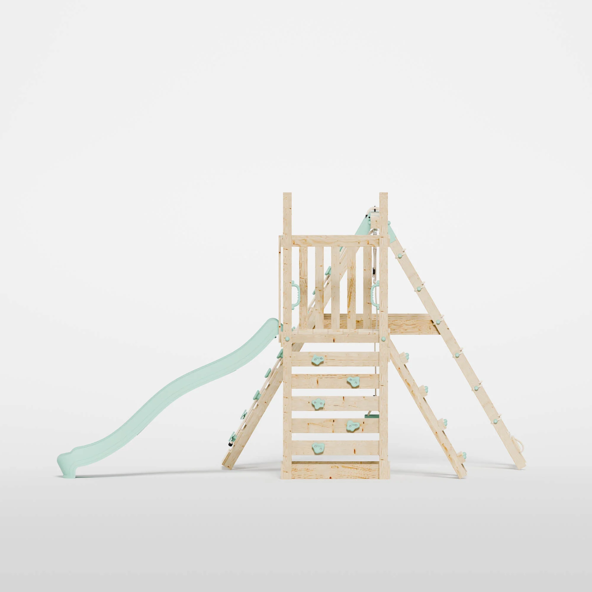 Climbing Frame with Slide, Swing & Climbing Wall - Image 4