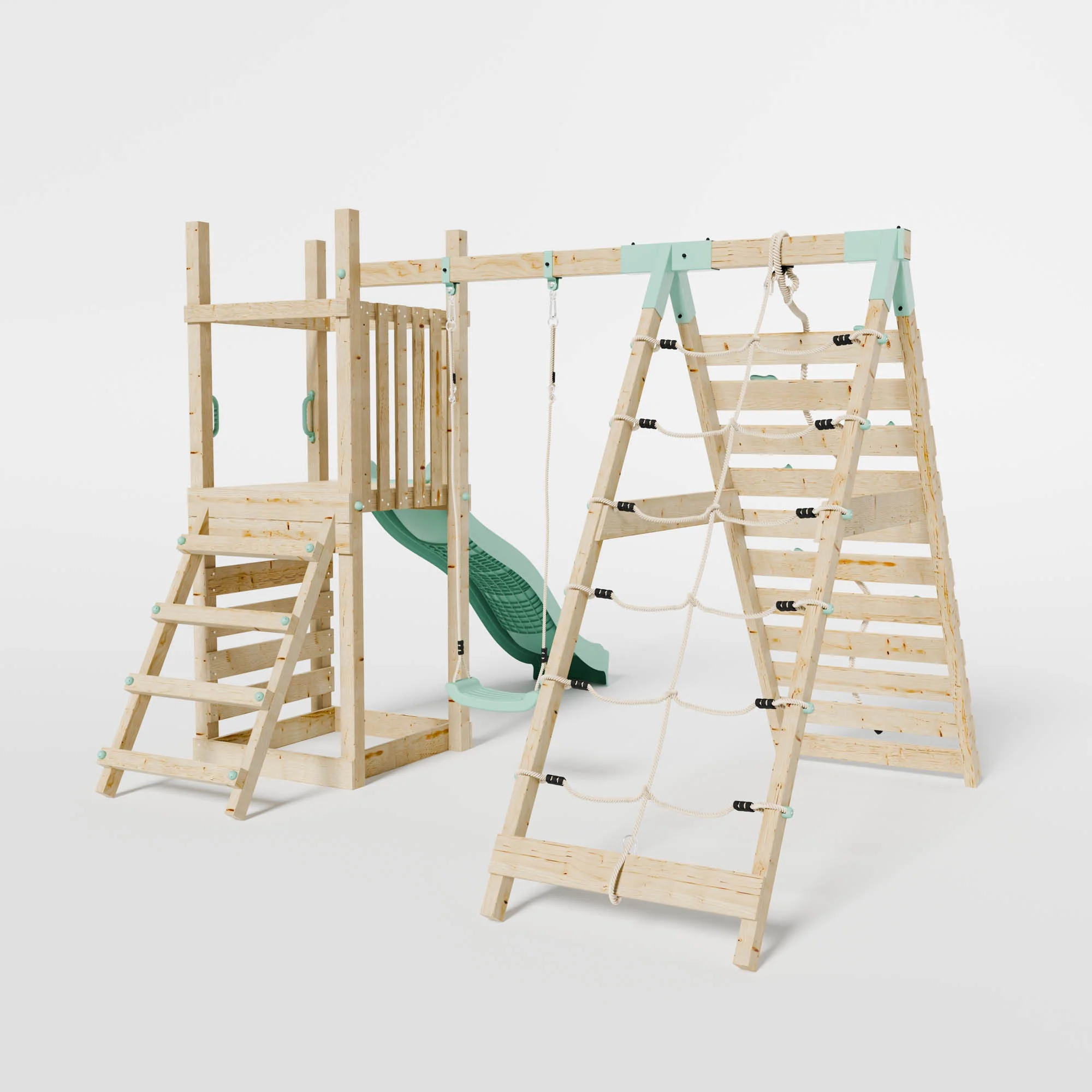 Climbing Frame with Slide, Swing & Climbing Wall - Image 6