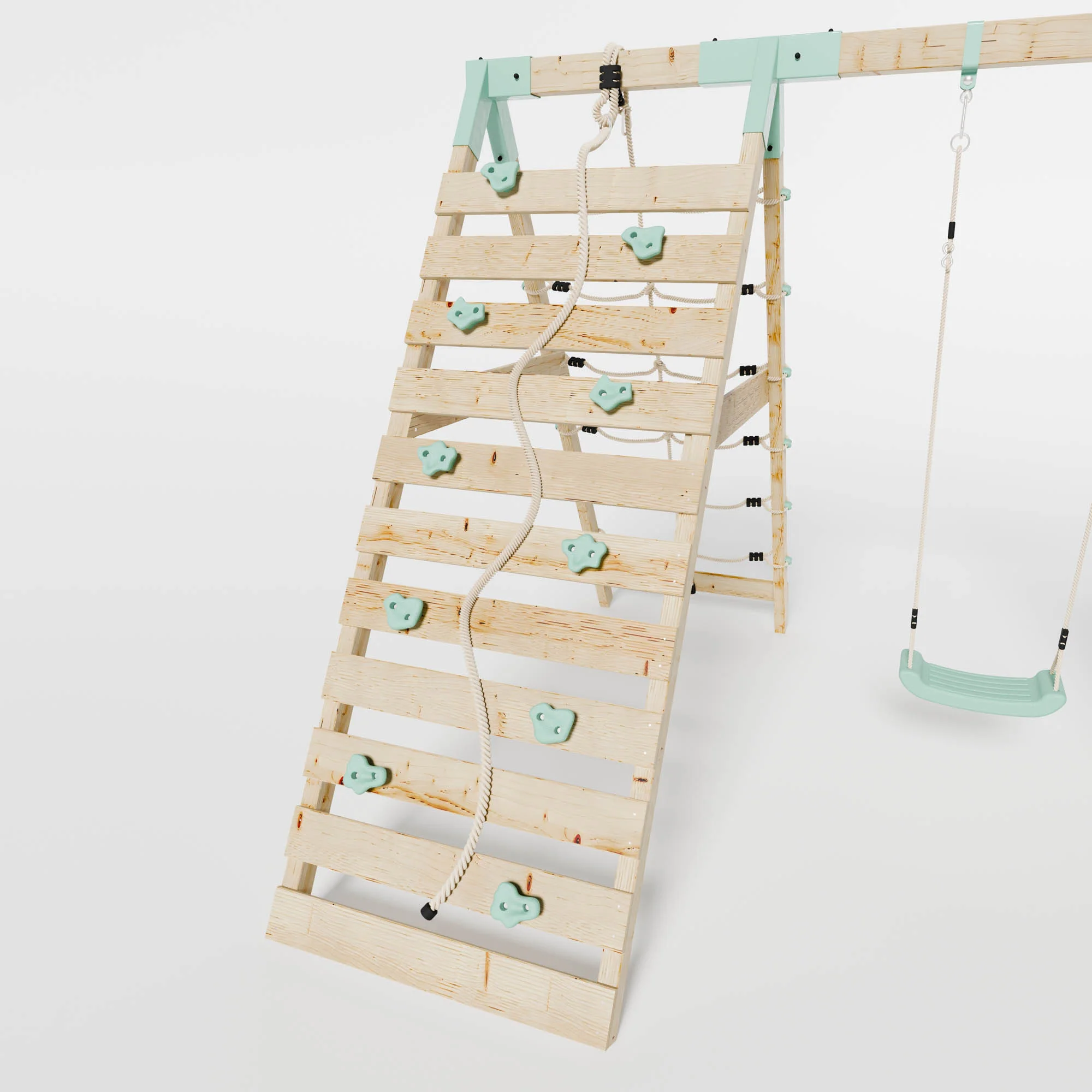 Climbing Frame with Slide, Swing & Climbing Wall - Image 7