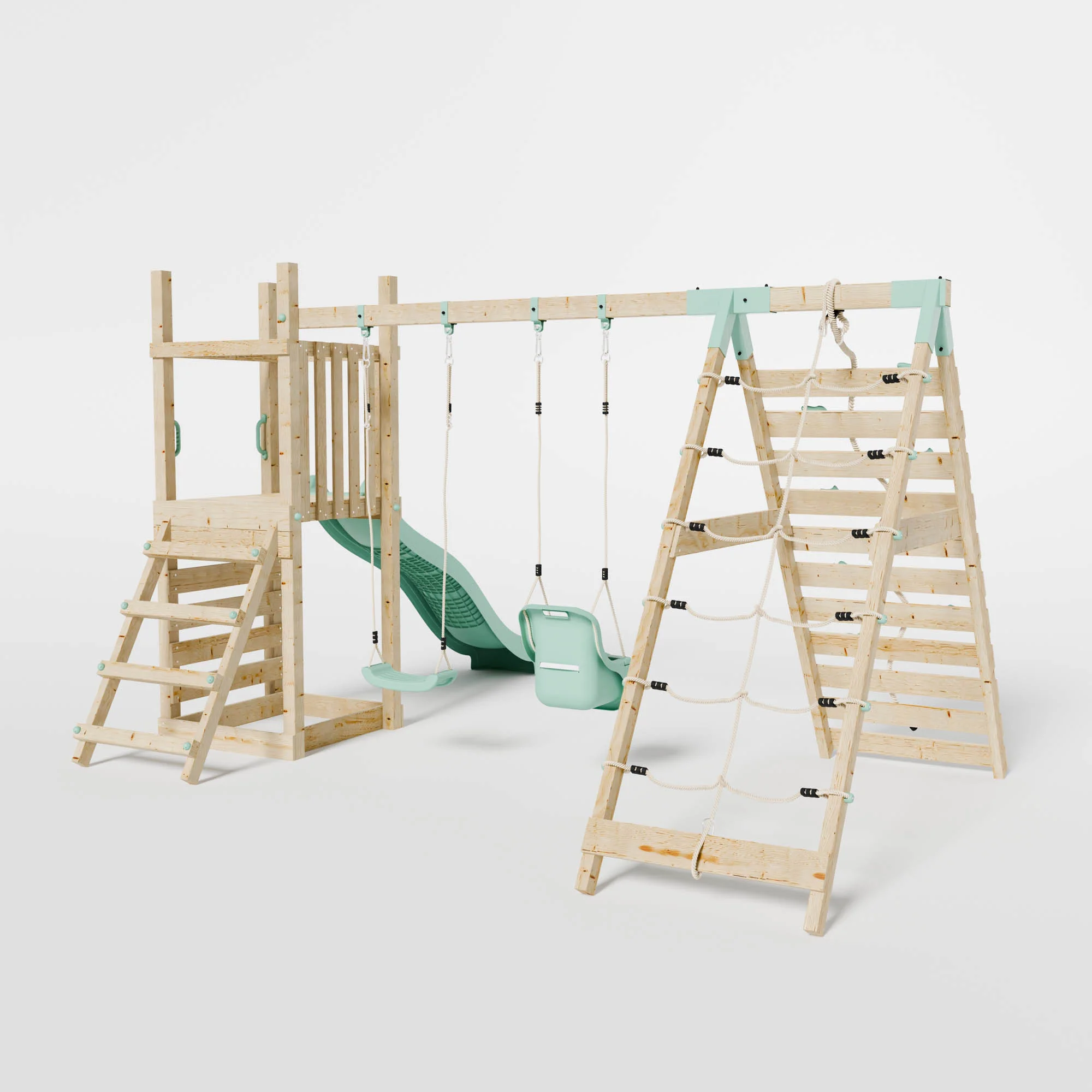 Climbing Frame with Slide, Swing, Baby Swing & Climbing Wall - Image 6