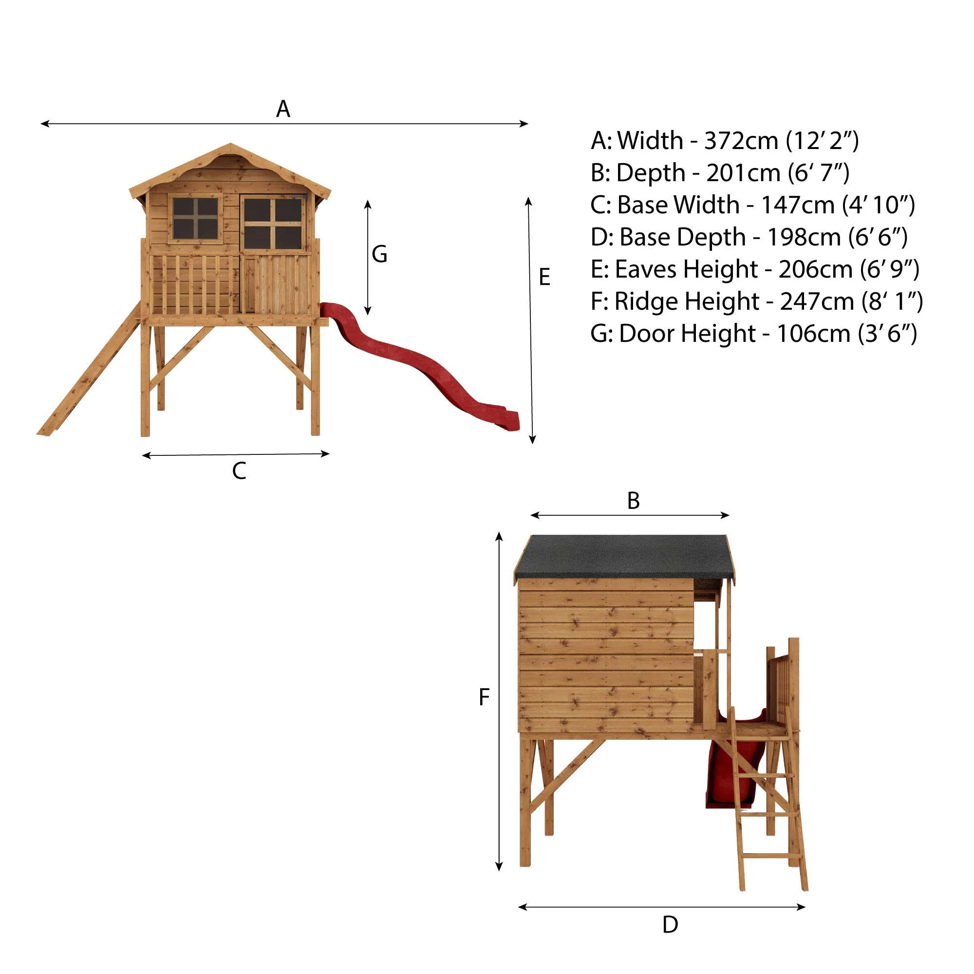 Poppy Tower Wooden Playhouse with Slide - Image 6