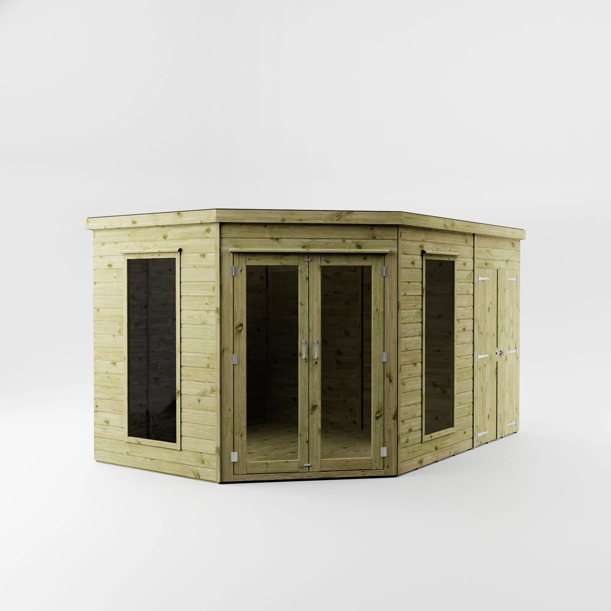 Premium Corner Summerhouse with Side Shed - Image 3