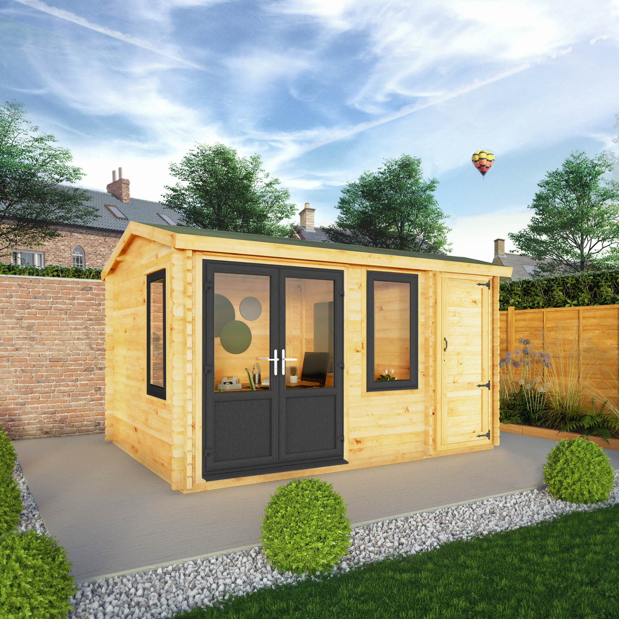 The Home Office Elite Log Cabin with Side Shed - Image 4